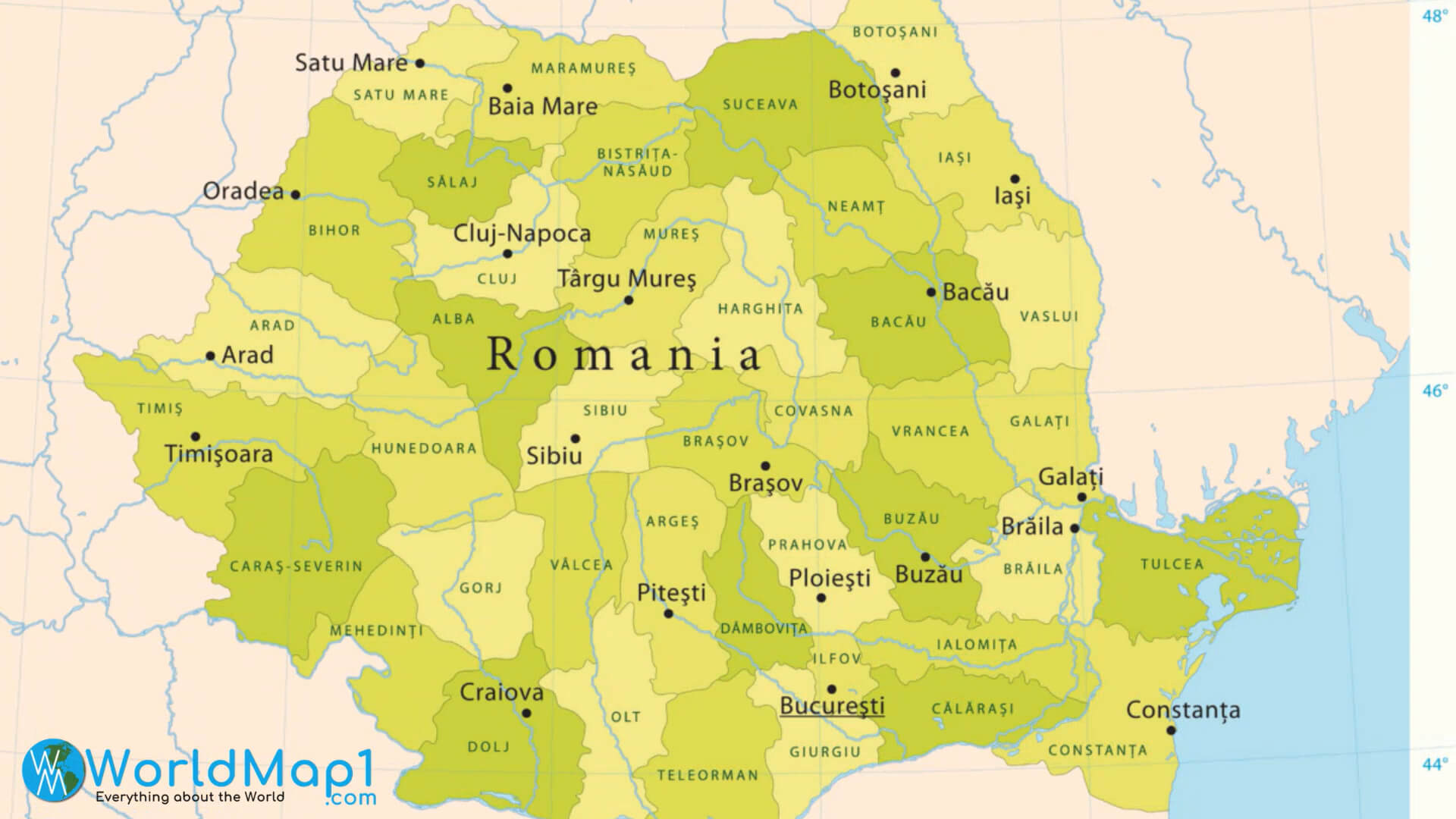 Carte de la Roumanie avec les régions